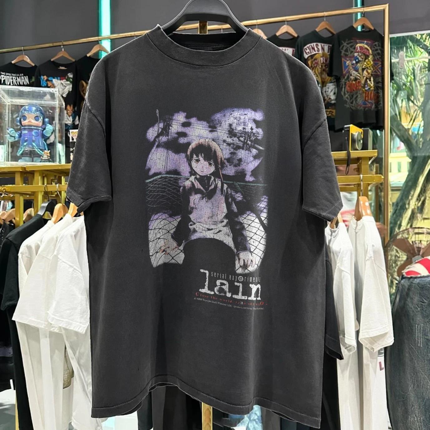 1999 Serial Experiments Lain Aged T-Shirt Black S L