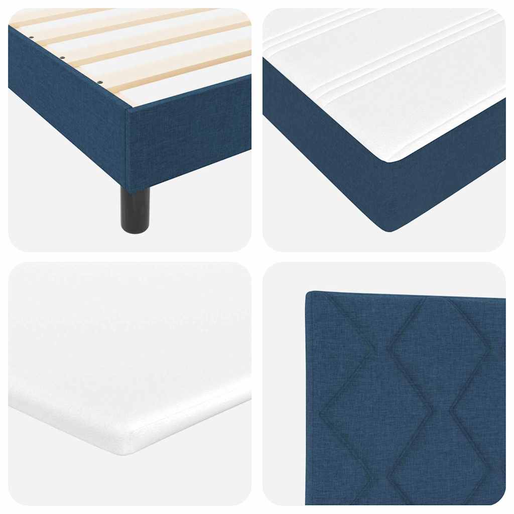 Box Spring Bed with Mattress and Headboard Blue 90 x 190 cm Fabric