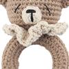 Montessori Babyrassel aus Holz, Lernspielzeug, Feinmotorik-Lern-Geschenk, Baby-Greifspielzeug, gehäkelte Babyrassel, Holzrassel