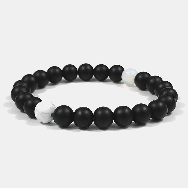 8mm Unisex Elastic Yoga Bracelet - Tiger Eye  Volcanic Stone 19cm
