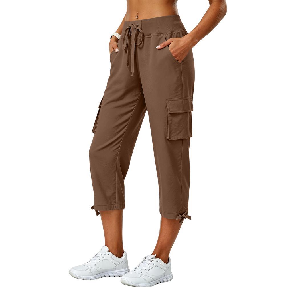Pantalones Cargo de Secado Rápido para Mujer con Cordón Ajustable Corte Holgado Casual para Trabajo Senderismo al Aire Libre Viajes Ligeros