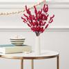 1PC 6 Forks Artificial Red Berries Simulation Floral Art Flower Arrangement New Year Home Desktop Window Decor Fake Flowers