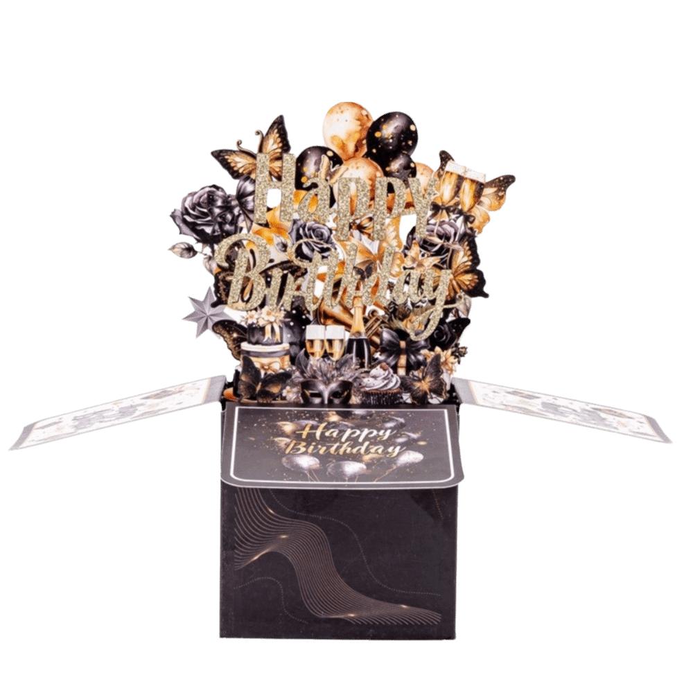 Cartoon 3D Birthday Card Flowers Theme Birthday Gift Celebration Message Card Birthday Party
