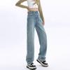 Women's Thickened Fleece-Lined Wide-Leg Jeans for Autumn and Winter - Warm, Loose Fit, Straight-Cut.