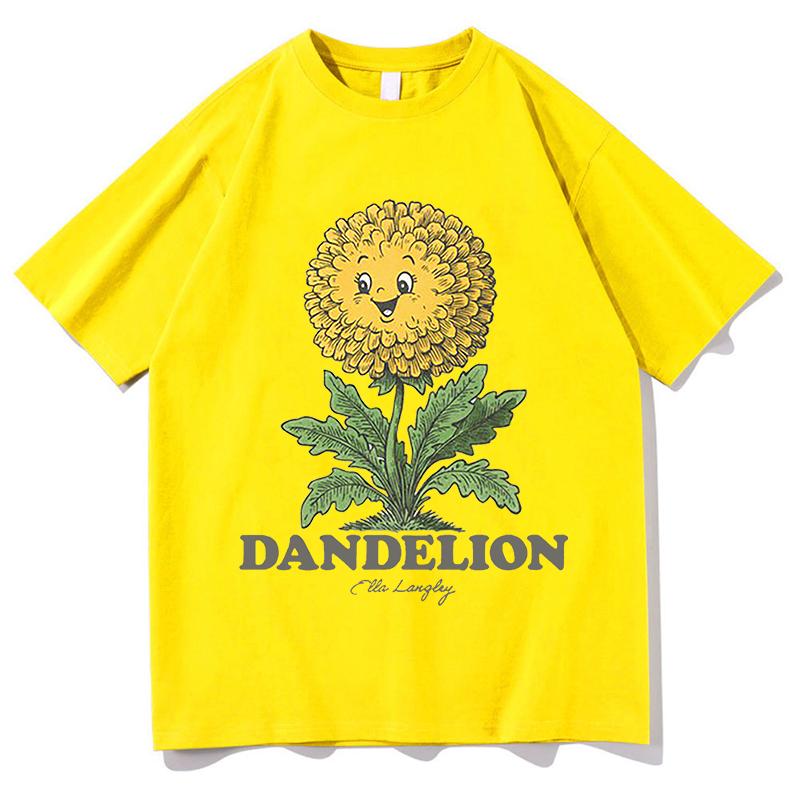 

2026 Ella Langley Dandelion T Shirts Vintage Pure Cotton Casual Streetwear Fashion Unisex Aesthetic High Quality Shirts Clothes 4XL