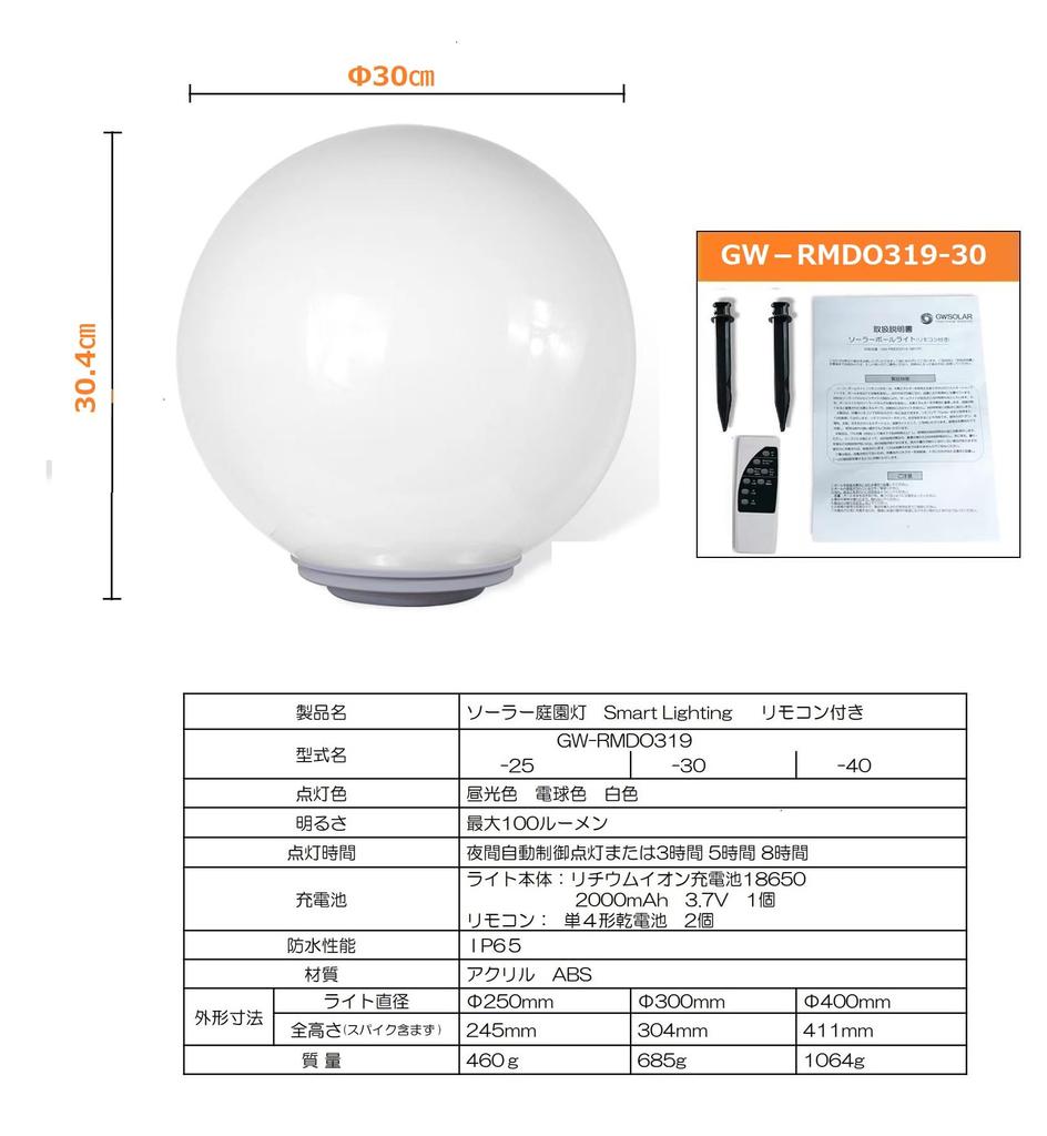Lights Up Until the Next Brightness 100 Lumens Garden Light Ball Diameter Smart Lighting Solar Light Select Lighting Time with Remote Control Daylight