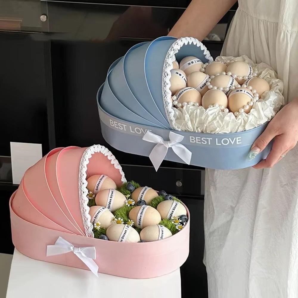 Luxury Blue Pink White Shower Gift Box Moon Cake Fresh Flower Fresh Flower Arrangement Box Multi-Functional Packaging Box
