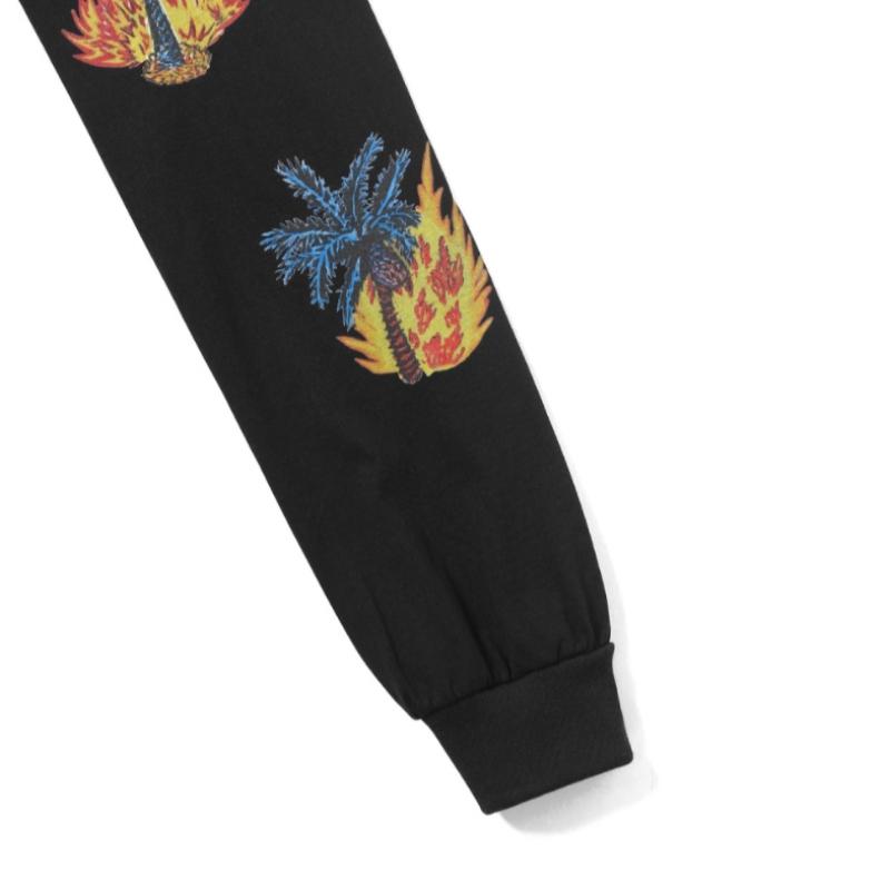 DIT IS Nooit Die Brandende Palmboom L S T-shirt Off bLack