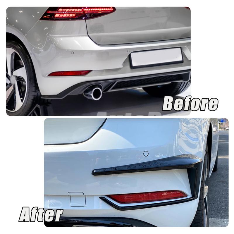 For VW Golf 7.5 Mk7.5 2016 2017 2019 2PCS Rear Bumper Splitter Spoiler Air Vent Cover Trim Glossy Black ABS NOT For Golf MK 7