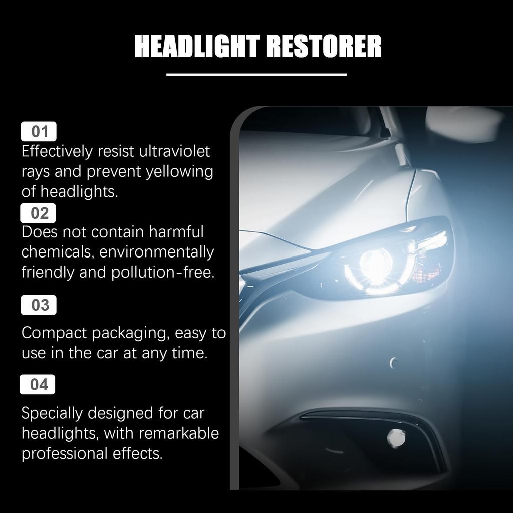 Homonth Car Headlight Restoration Liquid, Headlight Scratch Removal Agent, Car Headlight Polishing and Restoration Cleaning Kit 1 Set