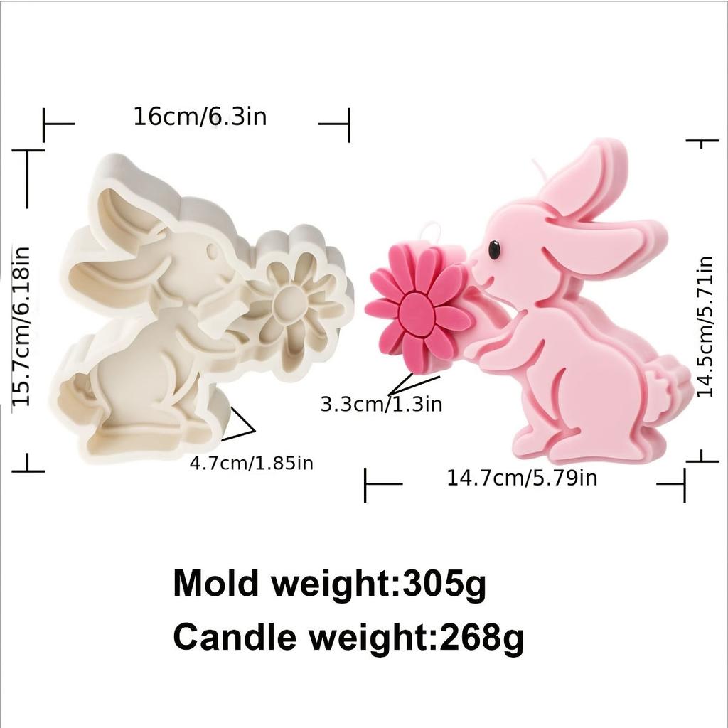 Cute Rabbit Bear Silicone Soap Mould DIY Flower Bunny Cat Candle Resin Plaster Making Heart Animal Mold DIY Gift
