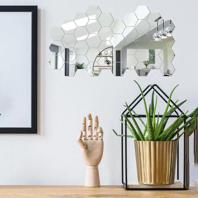 Hexagon Dekorative Wandspiegel Aufkleber Selbstklebende Tapete 3D-Panels Dekoration Schlafzimmer Badezimmer Zubehör Home Interior