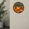 1pc 20cm Round Autumn Welcome Sign, Pumpkin & Floral Design, Rustic Fall Decor for Home Entrance