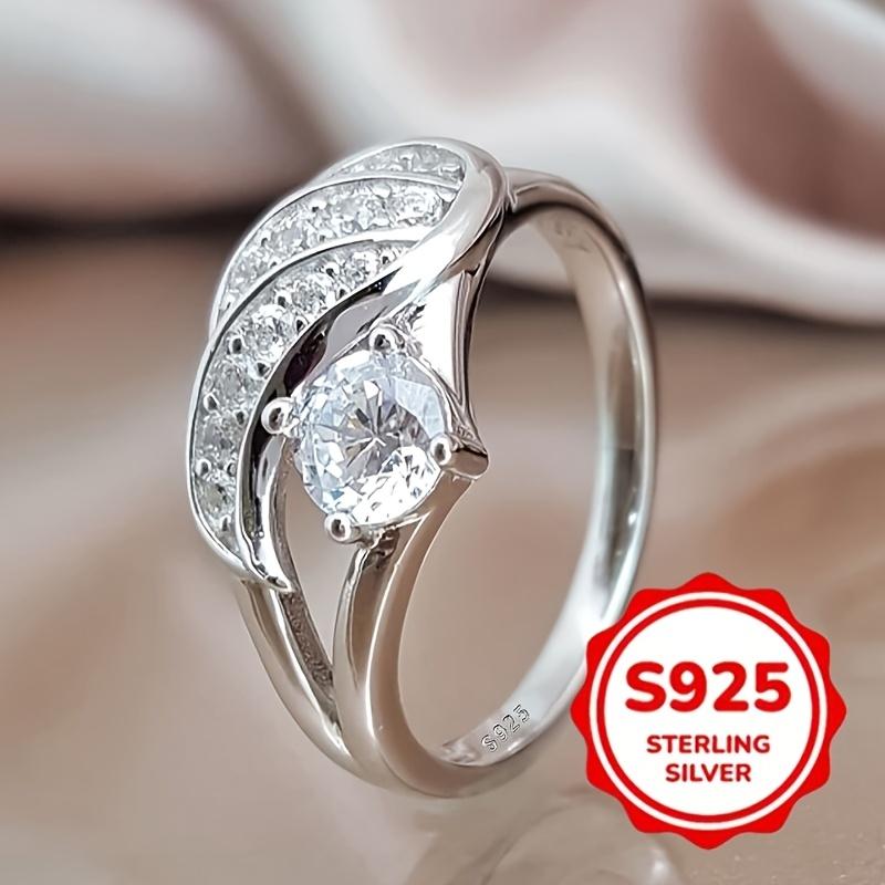 925 Pure silver wing-shaped ring with zircon inlay is suitable for women's daily casual and elegant accessories, offering an elegant and sexy style.