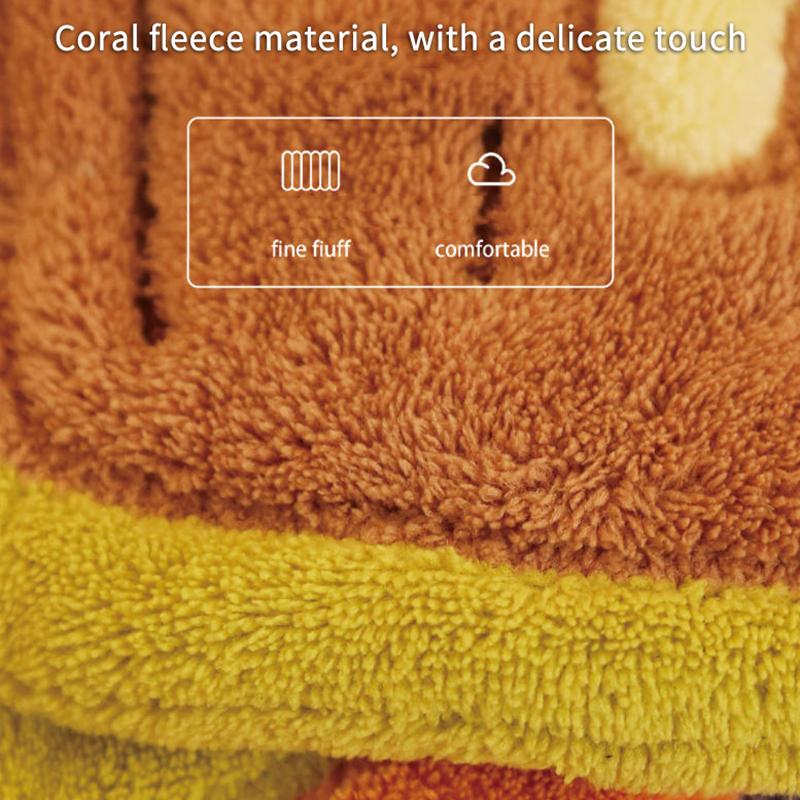 1Pc Cute Cake Animal Hand Towel Soft Coral Velvet With Hanging Loop Quick Drying Absorbent Cleaning Rag For Kitchen Bathroom