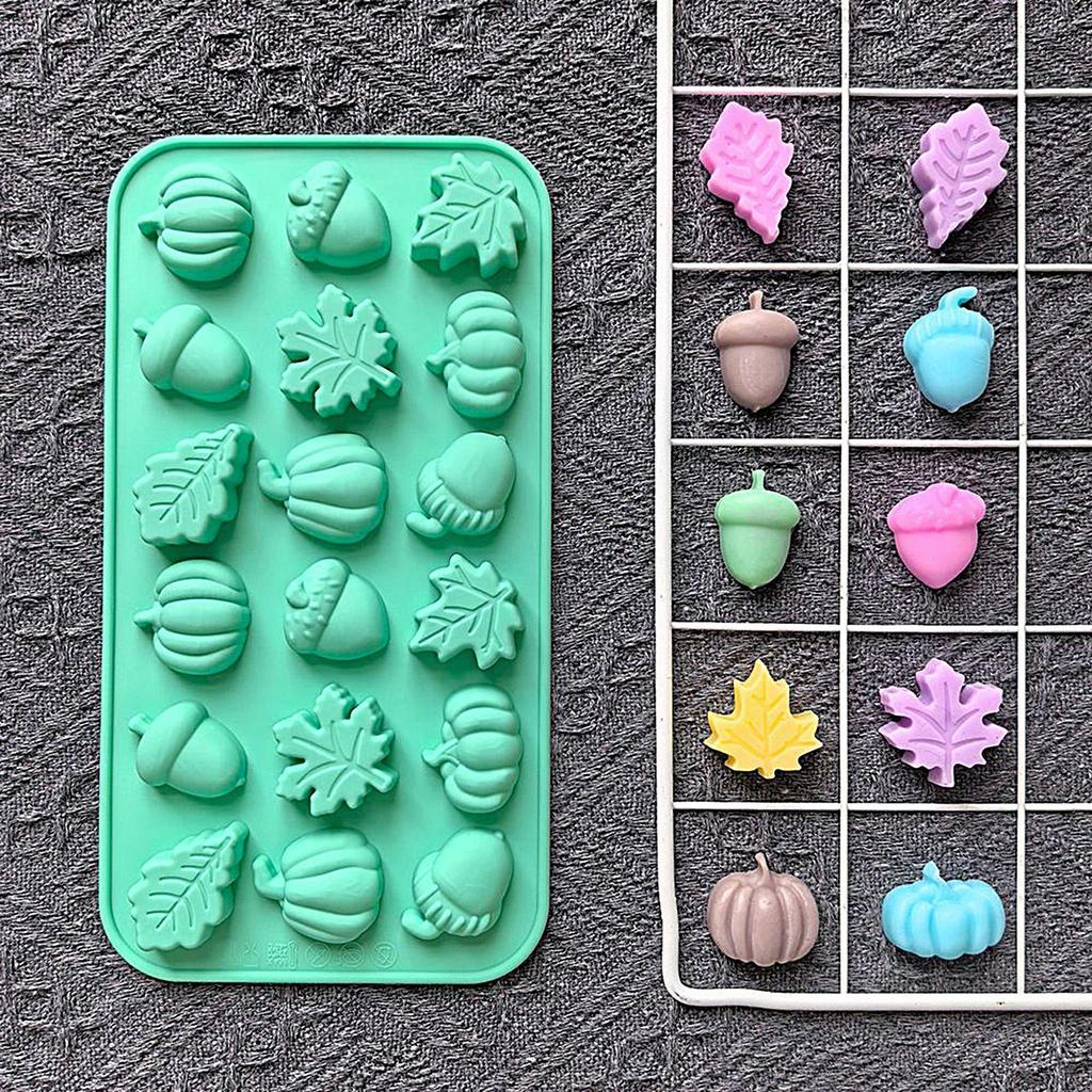 Fall Silicone Baking Molds Candy Chocolate Fondant Non-Stick Cake Decorating Tools Thanksgiving Day Maple Leaves Pumpkin Mold