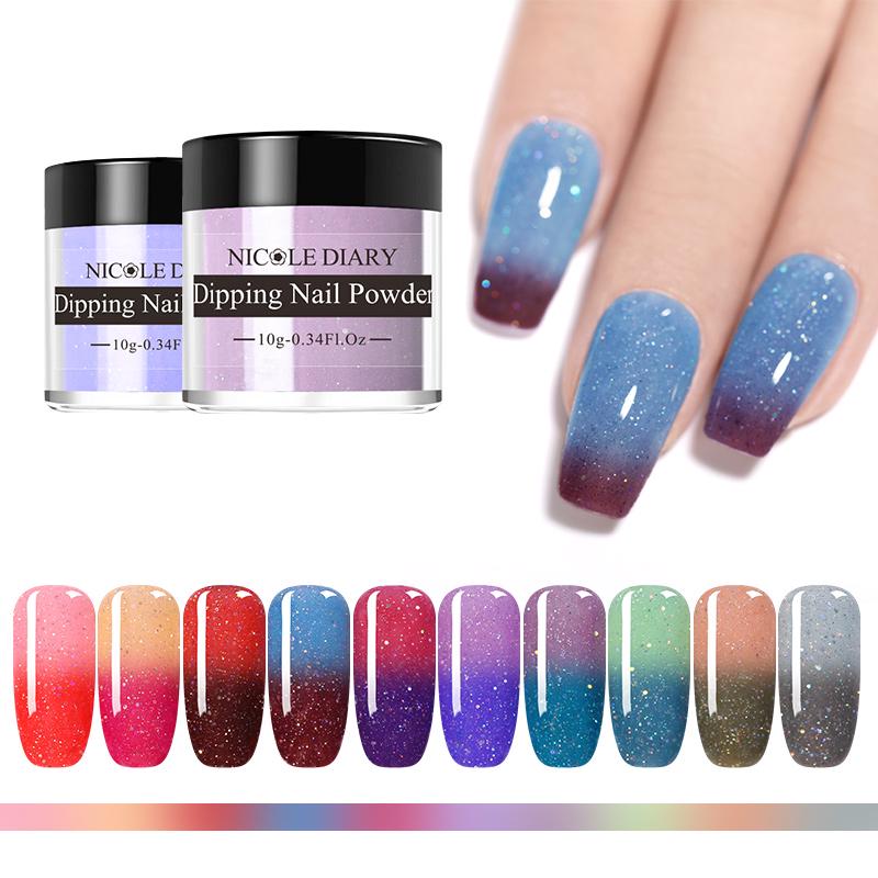 Buy NICOLE DIARY 10g Laser Dipping Nail Powder Thermal Nail Dust Color