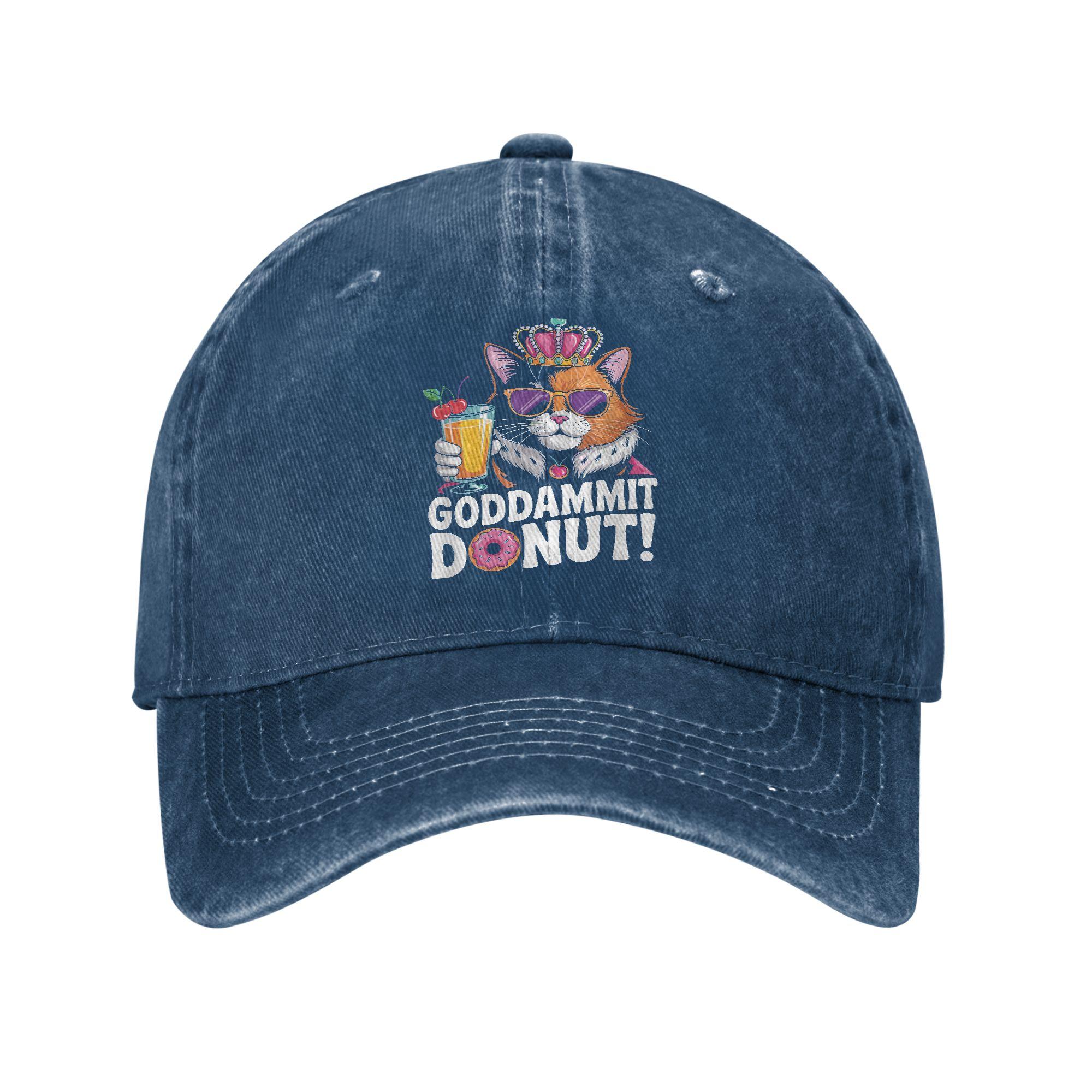 

Goddammit Donut Funny Book Lover Casual Baseball Cap Outdoor Sport Hip Hop Hats Summer Wholesale Unisex Men Streetwear Cap One Size темно-синього кольору