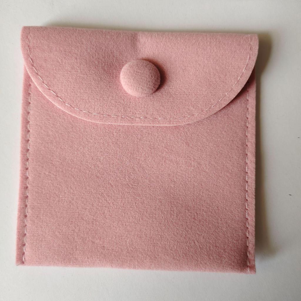 In-Stock Black Velvet Double-Sided Necklace Storage Bag with Snap Closure Flap