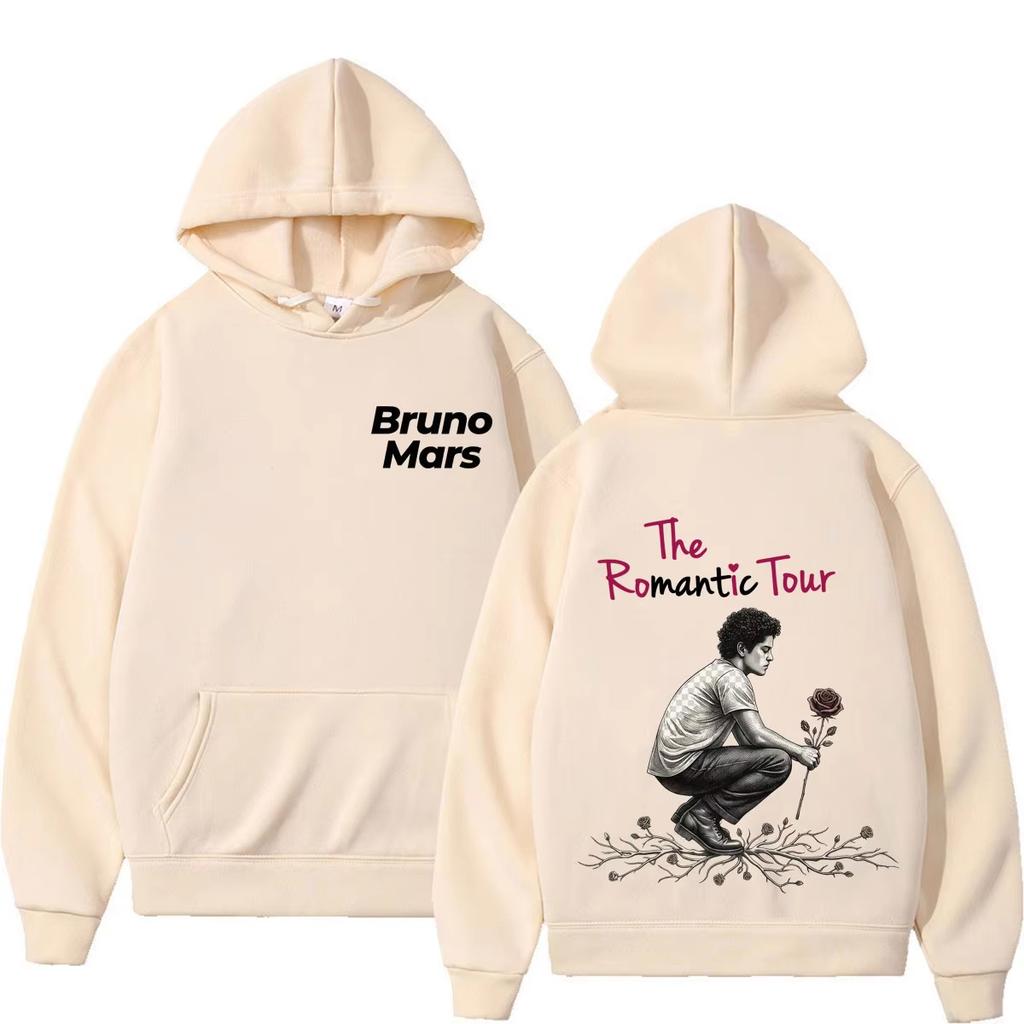 Bruno Mars The Romantic Tour 2026 Felpa con Stampa Uomo Donna Felpe alla Moda Autunno e Inverno Felpa Larga