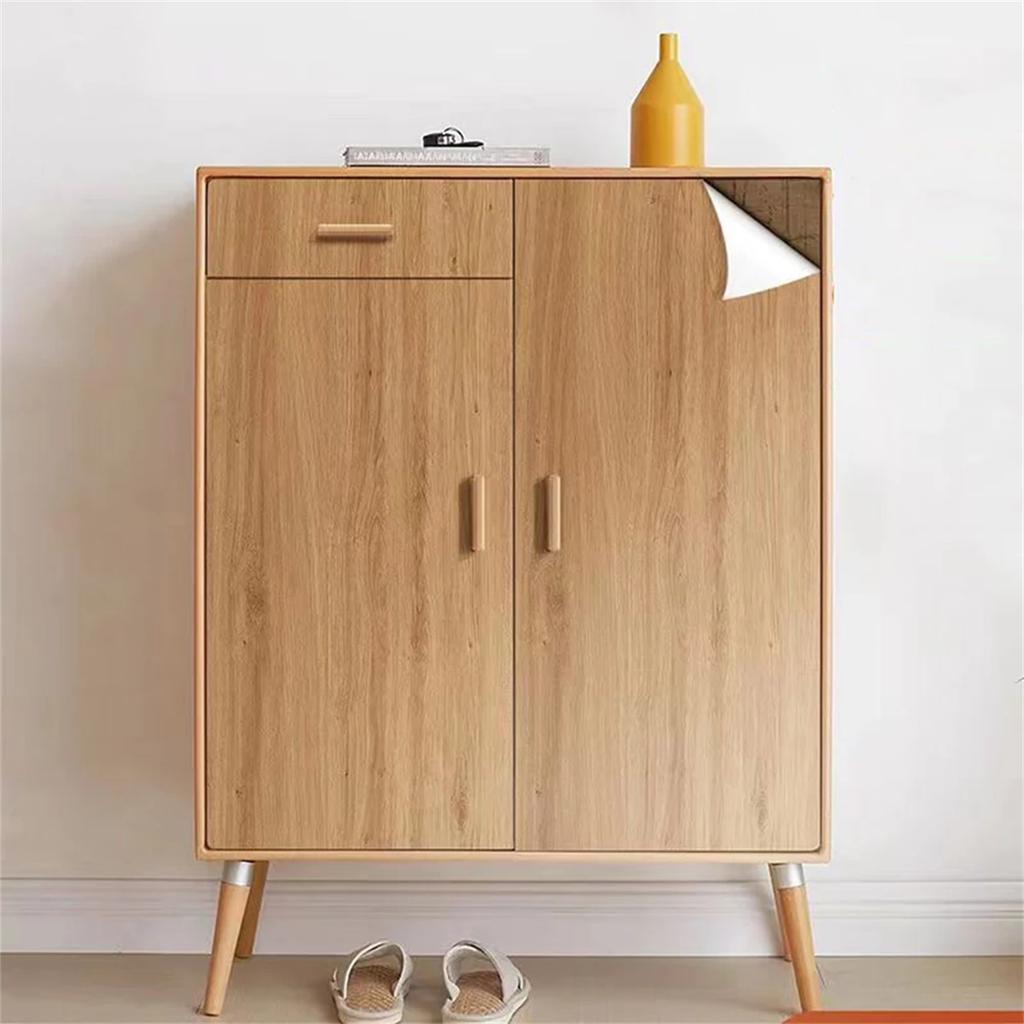 55cm Width Wood Grain PVC Wallpaper for Door Wardrobe Cupboard Table Furniture Waterproof Self Adhesive Stickers Home Decor Film