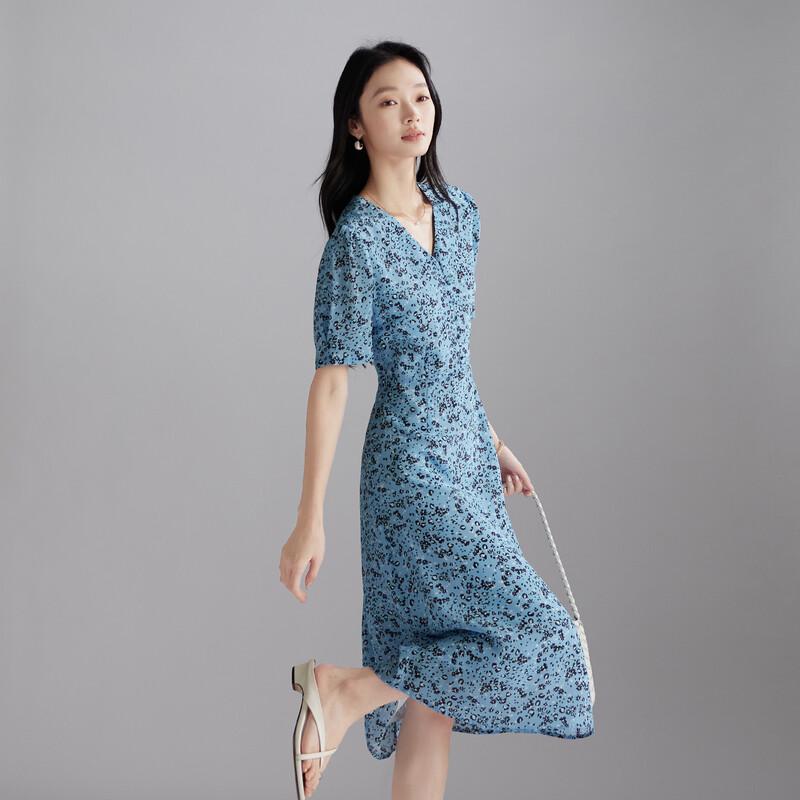 SOFSIL 2026 Summer French Elegant Floral Silk Midi Dress