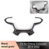 Steering Wheel Panel Cover Trim Bezel For Chevy Colorado 2014+Black Wood Grain