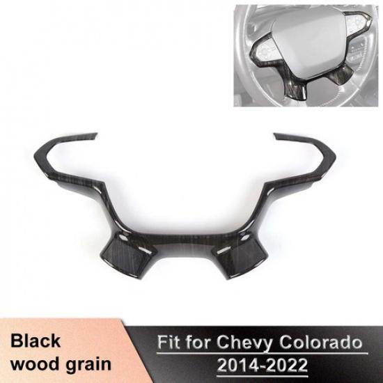 Steering Wheel Panel Cover Trim Bezel For Chevy Colorado 2014+Black Wood Grain