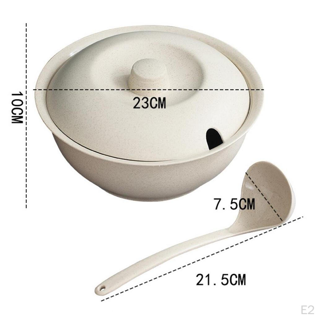 Straw Soup Pot Set Noodles Bowl Resistant With Lid Spoon