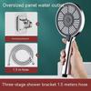 13CM Big Panel High Pressure Shower Head Set With Hose and Holder Silver 3 Modes Large Flow Rainfall Bathroom Handheld Shower