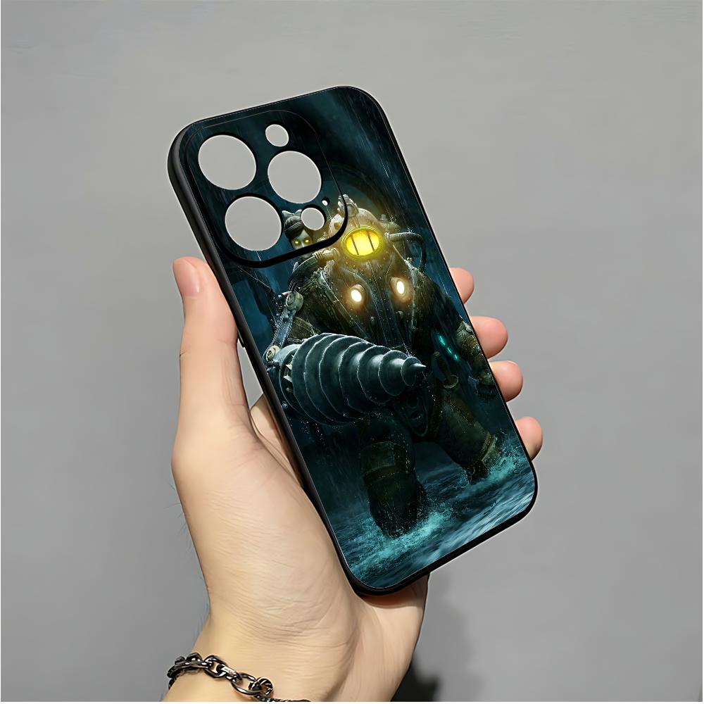

Game B-BioShock Phone Case For IPhone 16,15,14,13,12,11,XS,XR,X,8,7,Pro,Max,Plus,mini Silicone Black Cover iphone16plus
