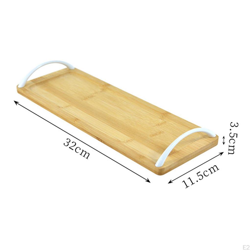 Bamboo Serving Tray with Handles Dinnerware Food Server Dessert Dinner Tea Bread Fiest