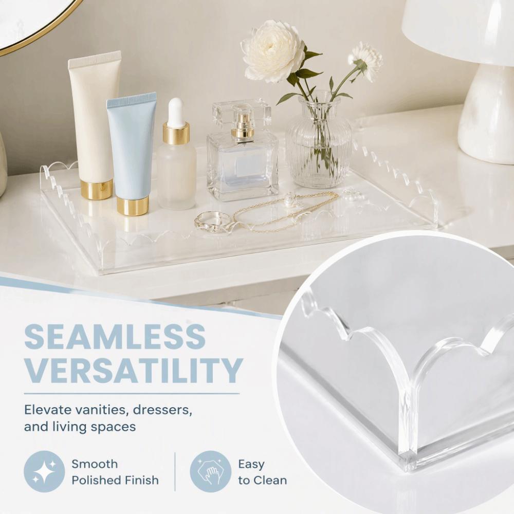 2 pcs Easy to Clean Vanity Tray Transparent Colorful Storage Tray  Bedroom Organization