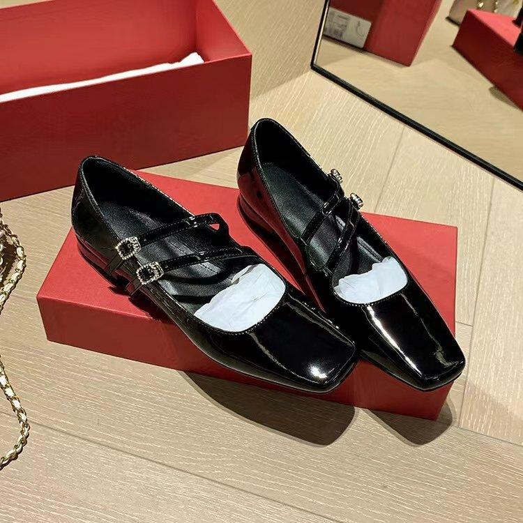 

Silver light ** fork buckle belt Mary Jane shoes women s 2025 spring new ballet single shoes versatile low heel small leather shoes 40 чорний