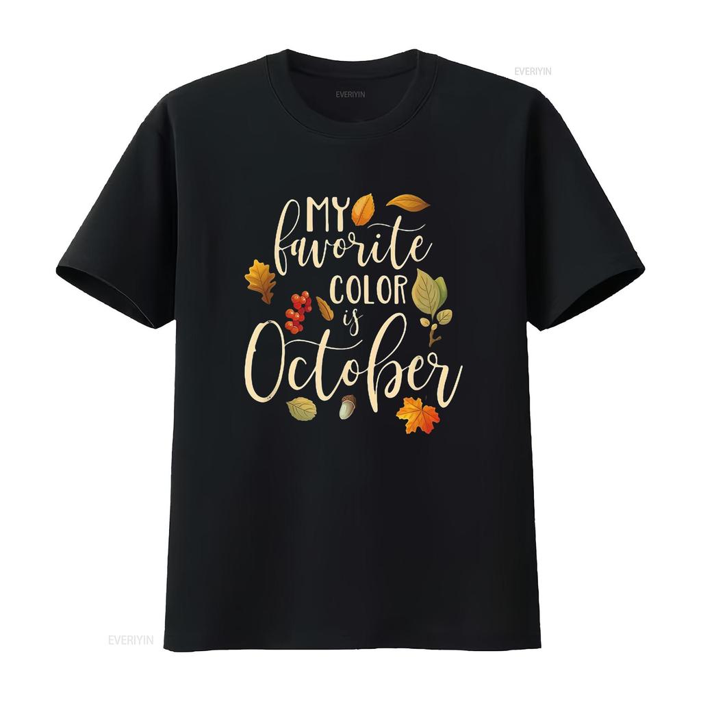 Womens Fall Autumn Lover My Favorite Color is October T Shirt Black 2X Large vintage Washed Stretched Unisex Comfortable