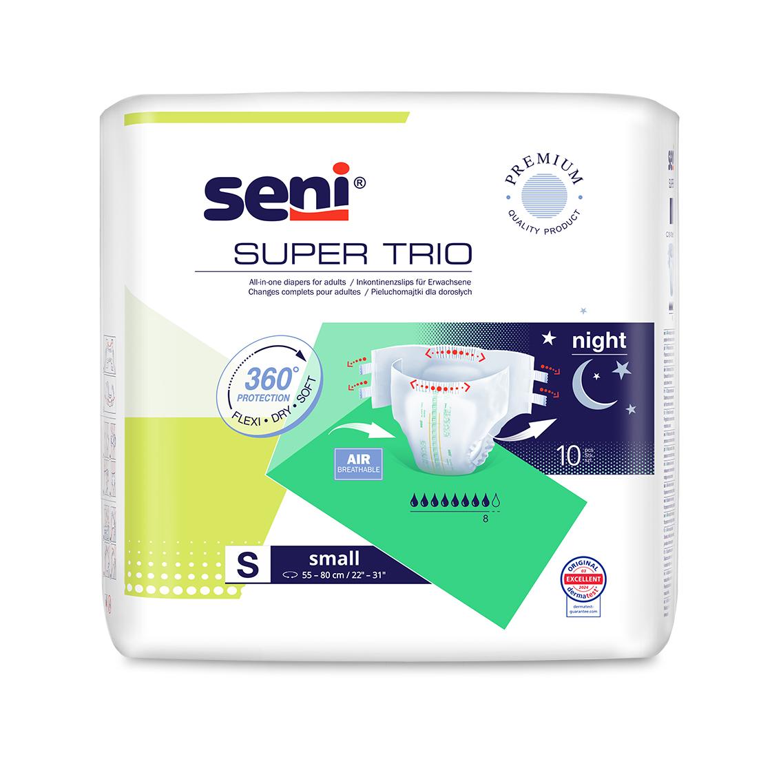 Couches pour adultes Seni Superior T1, petites - paquet de 10 | Haute absorption et ajustement confortable