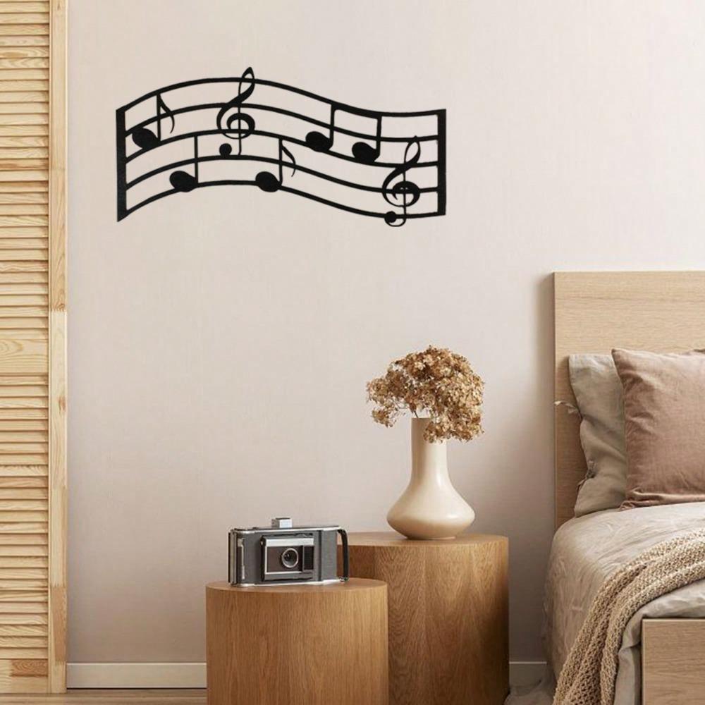 1PC Black Treble Clef Glossy Wooden Wall Art Music Notes Decor Sign