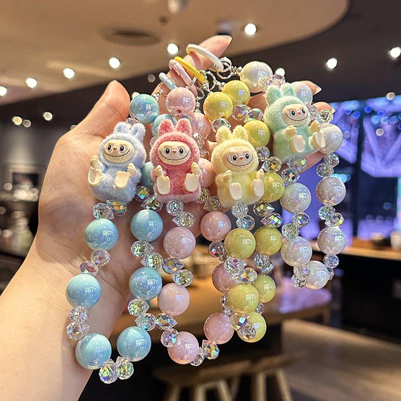 Labubu Cartoon Figure Keychain & Phone Lanyard Pendant for Students & Couples - Small Gift & Bag Charm