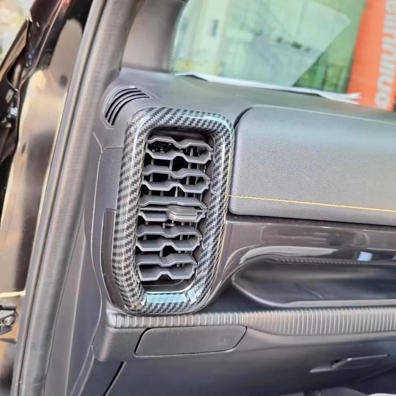 For Ford Everest Ranger T9  2024 ABS Carbon Front Dashboard AC Air Outlet Vent Frame Cover Trims Car Styling Accessories