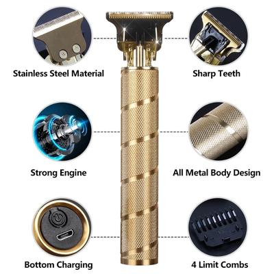 STAINLESS STEEL Spiral Metal Vintage T9 Electric Hair Clipper Hair Cutting Machine Professional Electric Shaver Rechargeable Barber Trimmer
