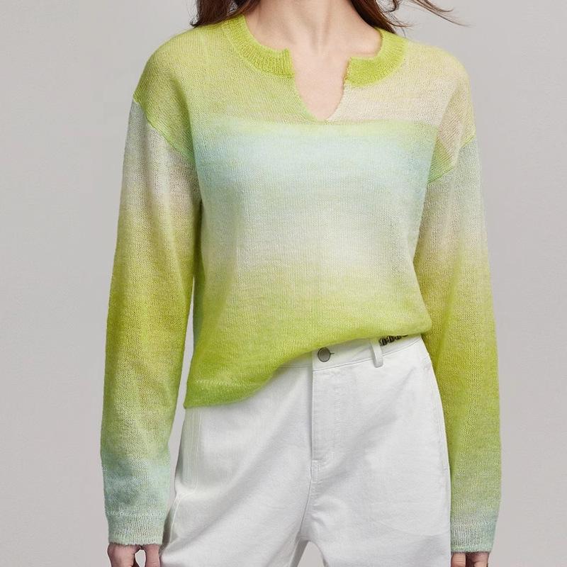 

Women s 2024 Spring Loose Merino Wool Mohair Gradient Sweater Extra Large світло-зелений колір