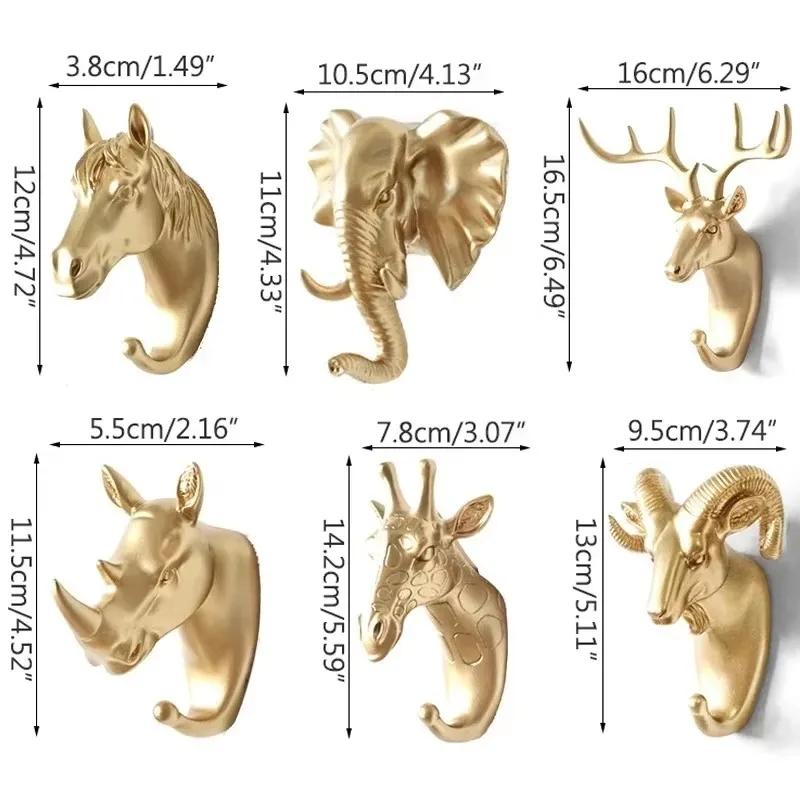 Animal Head Wall Hooks Horse Giraffe Elk Elephant Coat Hat Rack Decorative Wall Hanger Bathroom Bedroom Home Decor Accessories