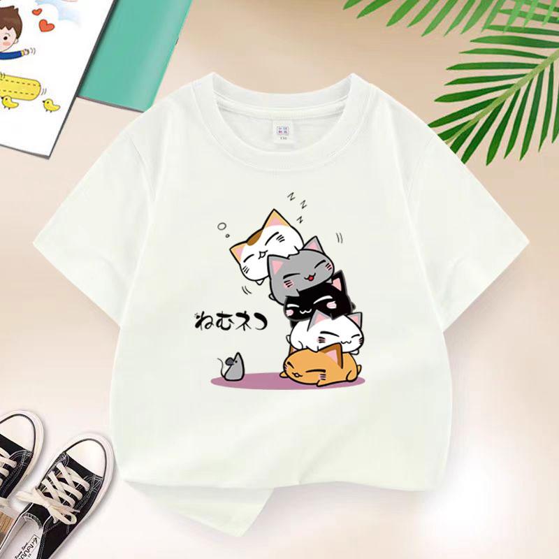 The Cat Family T-shirt for Boys Cotton Kids T Shirt Cartoon Children Casual Clothes Teen Baby Boy Summer Tops 6 8 10 12 Years