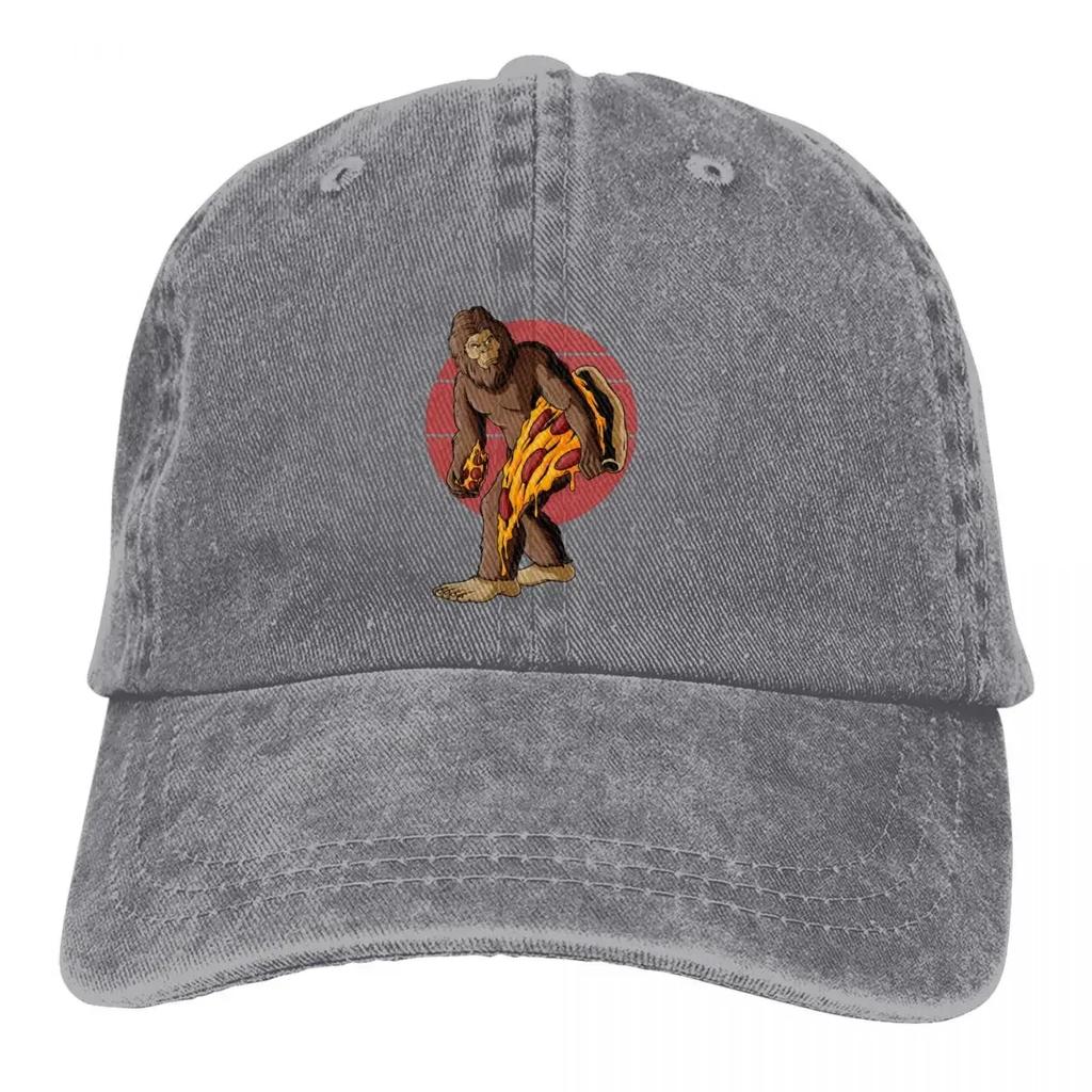 Summer Cap Sun Visor Cryptid Eating Pizza Slice Italian Food Lover Hip Hop Caps Bigfoot Sasquatch Cowboy Hat Trucker Dad Hats