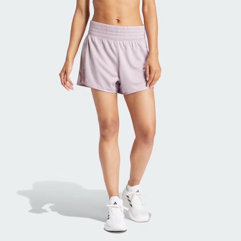 New Adidas Pacer Essentials Knit High Rise Shorts Sports Shorts Women's Pink IR6235