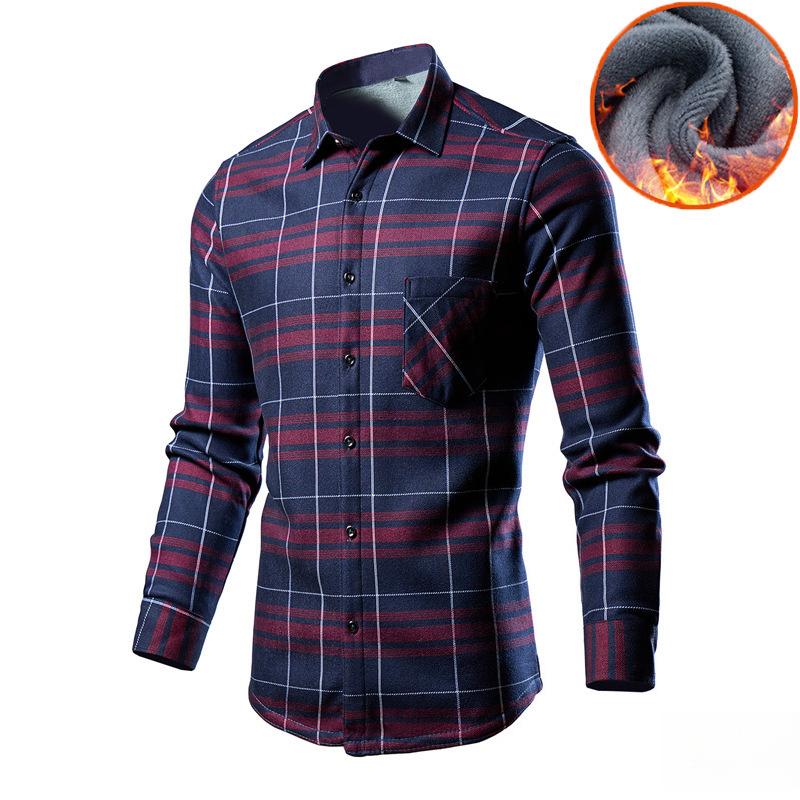 

Рубашка с длинным рукавом Мужская Зимняя Новинка Мужская Повседневная Модная Теплая Тренд Рубашка L