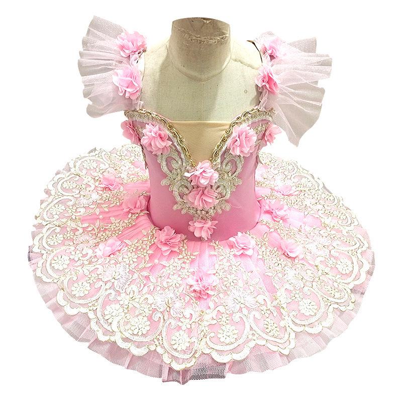 Kleines Schwan Strapless Ballettkleid: Puff-Mesh-Rock & Spitze für Kinderaufführungen