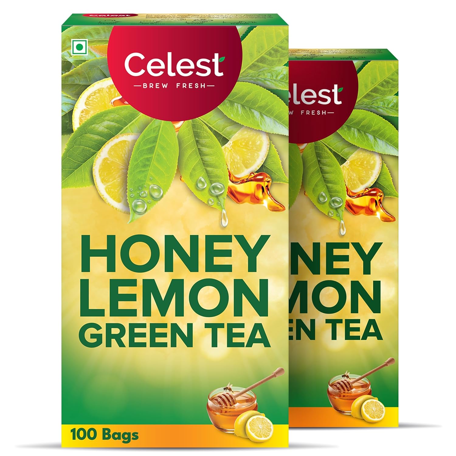 Celest Lemon & Honey Green Tea 100 Tea Bags x Pack of 2 | Daily Detox & Refreshing Herbal Wellness