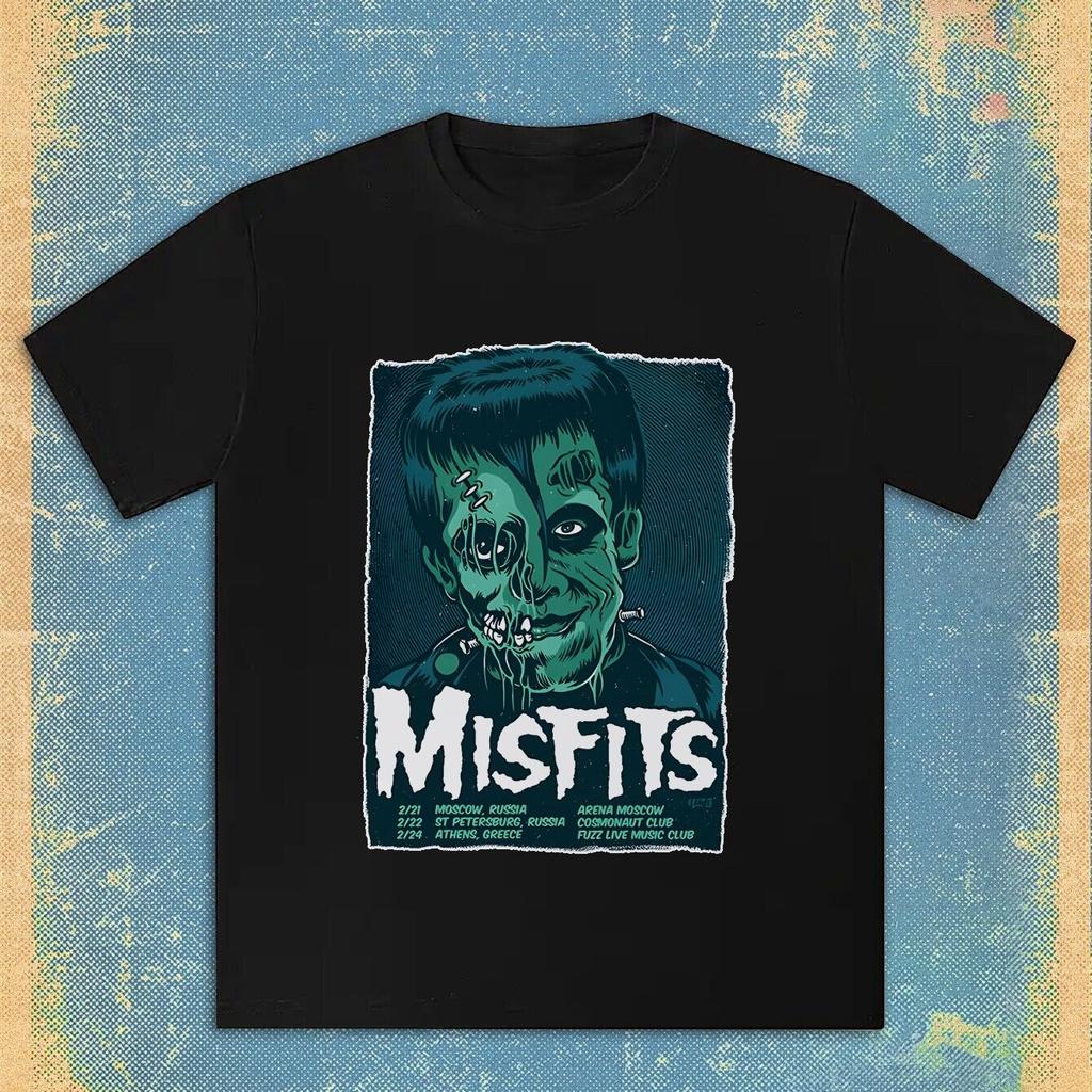 Short Sleeved Round Neck Y2k Tshirt Unisex Clothing New In Top Tees Unisexs Tshirt Camisetas Misfits Rock Band Pattern Tops