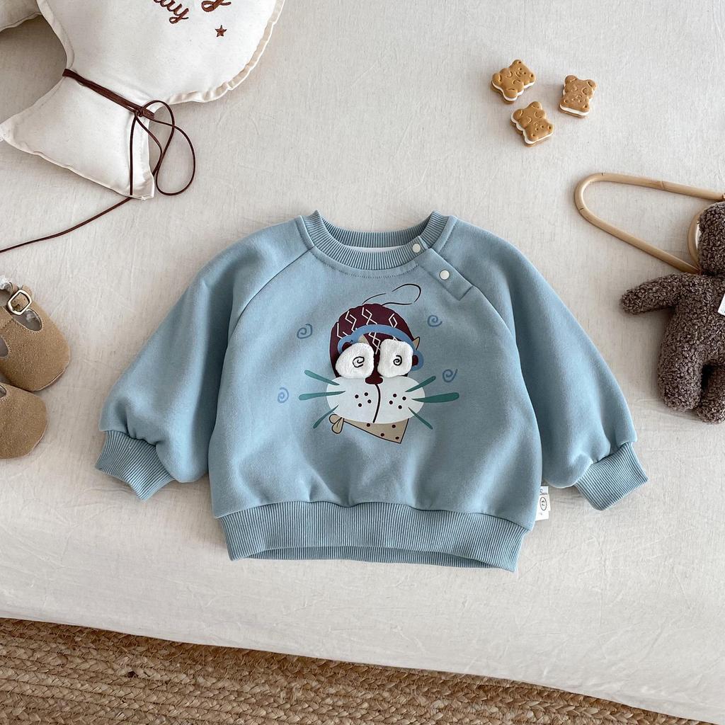 2025 Kids' Korean Style Winter Sweatshirt - Boys' Fashion Print & Girls' Cute Pullover